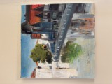 Tablou pictat manual &ndash; Bruges, Belgia &ndash; acril pe p&acirc;nză pe sasiu de lemn 40 &times; 40 cm