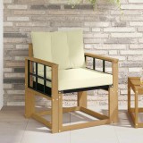 vidaXL Canapea de exterior Lemn solid de Acacia și Textilene Alb 3439044