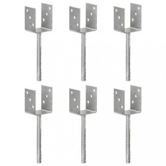 vidaXL Ancore de gard, 6 buc., argintiu, 8x6x30 cm, oțel galvanizat