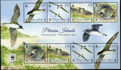 WWF PITCAIRM ISLANDS 2016-pasari-Bloc de 2 serii cu 4 timbre nestampilate MNH foto