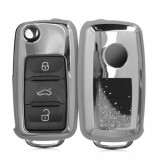 Husa Cheie Auto pentru VW/Skoda/Seat, 3 Butoane, Silicon, Silver, 50722.02, Kwmobile