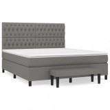 Cumpara ieftin Pat box spring cu saltea, gri inchis, 180x200 cm, textil
