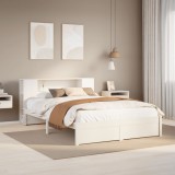 VidaXL Cadru de pat fără saltea, alb, 120x200 cm, lemn masiv pin
