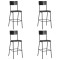 Gossi scaune de bar, 4 buc., negru, placaj solid, otel