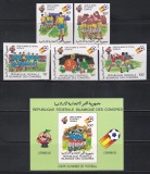 Comore 1981 - Cupa Mondială de Fotbal - Spania, Serie NDT + Colita SPECIALĂ DE LUX NDT, H&Acirc;RTIE CARTONATĂ + 5 Colite DE LUX NDT, SET COMPLET,4 POZE MNH