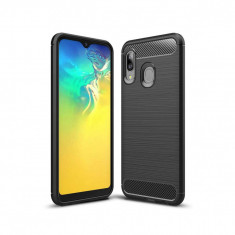 Husa Compatibila cu Samsung Galaxy A20e Techsuit Carbon Silicone Negru