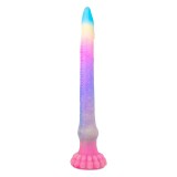 Dildo monster NO. 419 ZONE Series TENTAEEL, &icirc;n formă de tentacul, fosforescent, bază cu ventuză, 44.5 cm, multicolor