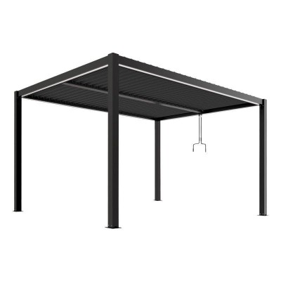 LUXE pergola 4x4m antracit LED vil&amp;aacute;g&amp;iacute;t&amp;aacute;ssal foto