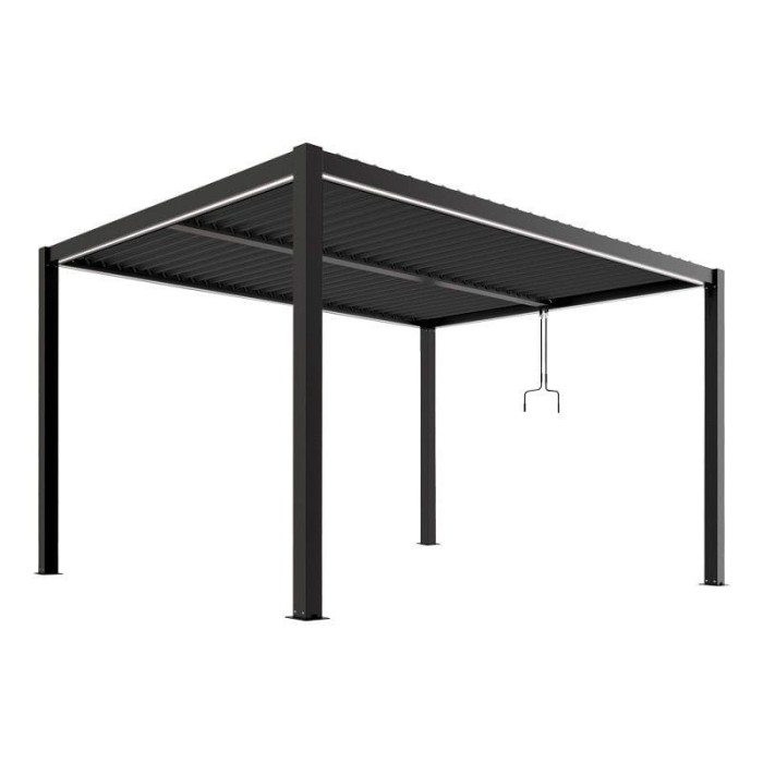 LUXE pergola 4x4m antracit LED vil&aacute;g&iacute;t&aacute;ssal