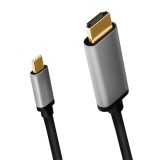 CABLU video LOGILINK, adaptor USB 3.1 Type-C (T) la HDMI (M), 0.15m, rezolutie maxima 4K UHD (3840 x 2160) la 60 Hz, conectori auriti, aluminiu, dublu