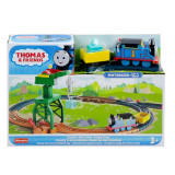 Set de joaca, Locomotiva motorizata cu vagon pe sine, Thomas and Friends, Cargo Drop, HGY79