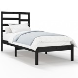 Cumpara ieftin Cadru de pat mic single, negru, 75x190 cm, lemn masiv