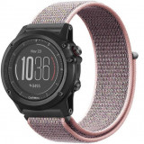 Cumpara ieftin Curea ceas Smartwatch Garmin Fenix 7X / 6X / 5X Plus / 5X / 3 HR / 3, 26 mm iUni Soft Nylon Sport, Soft Pink