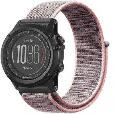 Curea ceas Smartwatch Garmin Fenix 7 / 6 / 5 Plus / 5, 22 mm iUni Soft Nylon Sport, Soft Pink foto