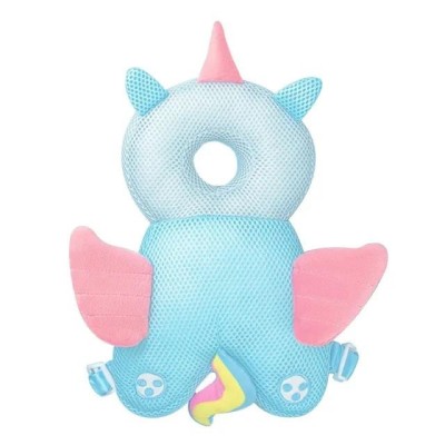 Pern&amp;Auml; tip rucsac pentru protec&amp;Egrave;ia capului bebelu&amp;Egrave;ilor, tetier&amp;Auml; model unicorn, design cu plas&amp;Auml; aerisit&amp;Auml;, 33x6x19 cm, 180 g, albastru foto