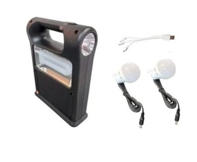 Соларен къмпинг комплект CCLamp CL-12, с фенерче, 2 крушки, 30W, функция за зареждане на телефона foto