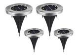 Set 4 lămpi solare, pentru grădină, 8 LED-uri, cu suport, negru, Oem