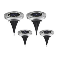 Set 4 lămpi solare, pentru grădină, 8 LED-uri, cu suport, negru