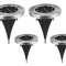 Set 4 lămpi solare, pentru grădină, 8 LED-uri, cu suport, negru