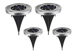 Set 4 lămpi solare, pentru grădină, 8 LED-uri, cu suport, negru