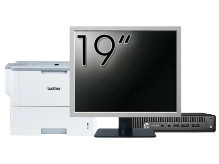 Pachet Calculator Second Hand HP Prodesk 600 G2 Mini PC, Intel Core i5-6500T 2.50GHz, 8GB DDR4, 256GB SSD + Monitor 19&amp;quot; &amp; Imprimanta Brother HL-L