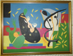 Tablou in ulei reproducere dupa Matisse &amp;quot;Tristetea regelui&amp;quot; 33x43 cm,rama lemn foto