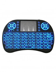 Telecomanda wireless QWERTY cu mini tastatura STAR i8, 2.4G, Iluminare LED 7 culori, Air mouse, Touch pad foto