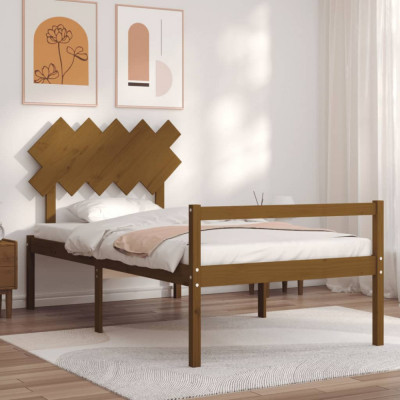 vidaXL Cadru de pat senior cu tăblie, 100x200 cm maro miere lemn masiv foto