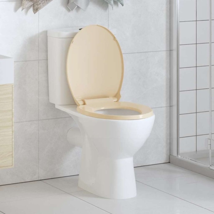 vidaXL Capac WC cu &icirc;nchidere silențioasă, bej, oval 145820