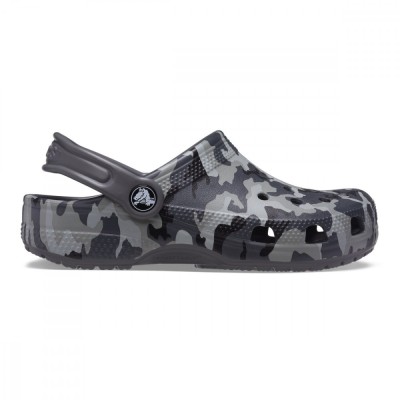 Saboti Crocs Classic Camo Clog Kids Negru - Black/Grey foto