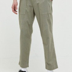 Abercrombie & Fitch pantaloni din amestec de in culoarea verde, drept