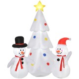 Brad Gonflabil cu Oameni de Zapada, Decor de Craciun cu Lumini LED, decoratiune exterior pentru sarbatori HOMCOM | Aosom Romania