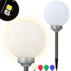 Lampa solara de gradina cu LED RGB model glob, diametru 20 cm