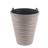 Ghiveci din plastic Sand, cu masca, mocca, D 34.5 cm