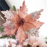Set 5 ornamente pentru bradul de Craciun, stea Poinsettia, 26cm, roz argintiu Household NewTrend