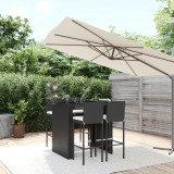 Cumpara ieftin Set mobilier bar de grădină cu perne, 5 piese, negru, poliratan