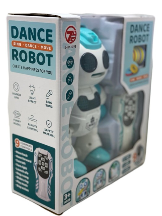 Jucarie Robot cu sunete, lumini, trage cu discuri controlat prin telecomanda