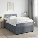 Cumpara ieftin Pat boxspring cu saltea Gri inchis 120 x 200 cm Catifea