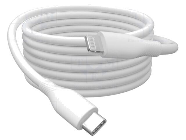 Cablu USB 2.0 DIGITUS Lightning la USB-C 0,5m alb nichelat