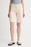 Marc O&#039;Polo pantaloni scurți jeans culoarea bej, uni, high waist, 5000007209