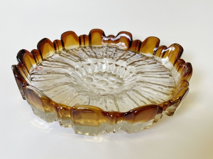 Vas, fructiera din cristal, Studio HUMPPILA FINLAND, designer Tauno Wirkkala, anii 1970