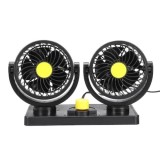 Ventilator auto dublu, cu 2 trepte de viteza, putere 10W, rotire 360&deg;, lungime cablu 2 m, negru