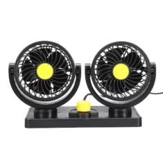 Ventilator auto dublu, cu 2 trepte de viteza, putere 10W, rotire 360&deg;, lungime cablu 2 m, negru