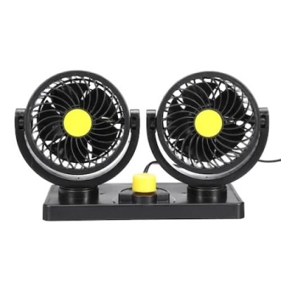 Ventilator auto dublu, cu 2 trepte de viteza, putere 10W, rotire 360&amp;deg;, lungime cablu 2 m, negru foto