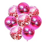 Cumpara ieftin Set 8 baloane cu confetti, culoare Roz, 30 cm si Rola rafie color, 10 m, Ropet