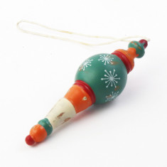 Decoratiune Craciun - Wooden Ornament On String, petrol/burgundy/orange 10cm | Drescher