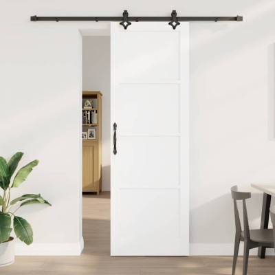 Ușă glisantă cu set de hardware &amp;#039;ORKDAL&amp;#039;Alb Lemn solid de pin foto