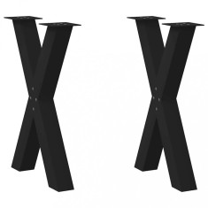 vidaXL Picioare de masă &icirc;n formă de X, 2 buc., negru, 50x(72-73) cm, oțel