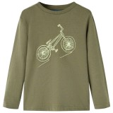 Tricou pentru copii cu m&acirc;neci lungi, kaki, 116