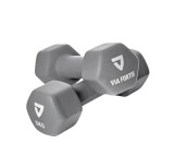 Set 2 gantere VIA FORTIS, 2x5 Kg, premium, din fonta cu invelis din neopren, Resigilat, Grad A